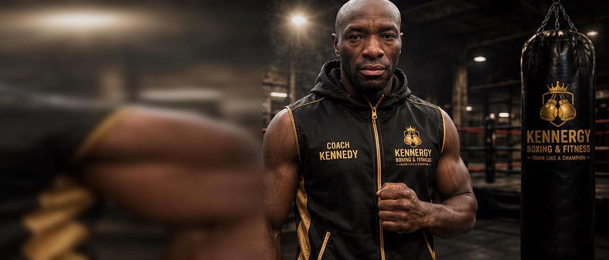 Coach Kennedy Wandera tränar i gymmet
